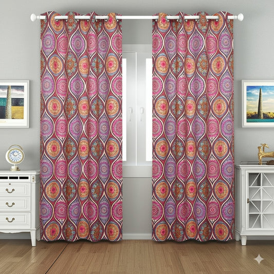 Winnetka Multicolor Pink Purple Violet, Darkening Curtain 80% Blackout Grommet - Kapissh
