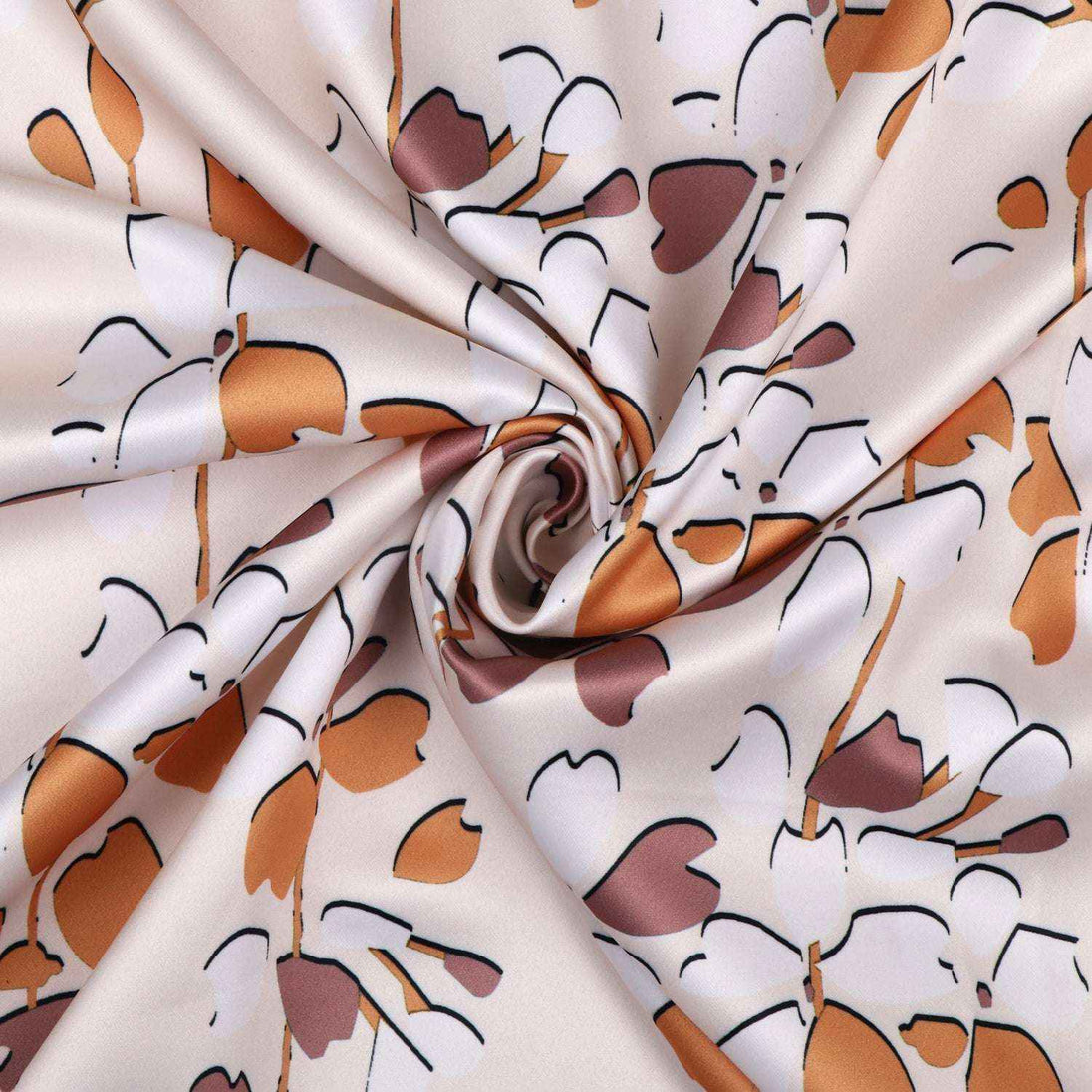 Winnetka Floral Cream Beige Room Darkening Brown Curtains - Kapissh