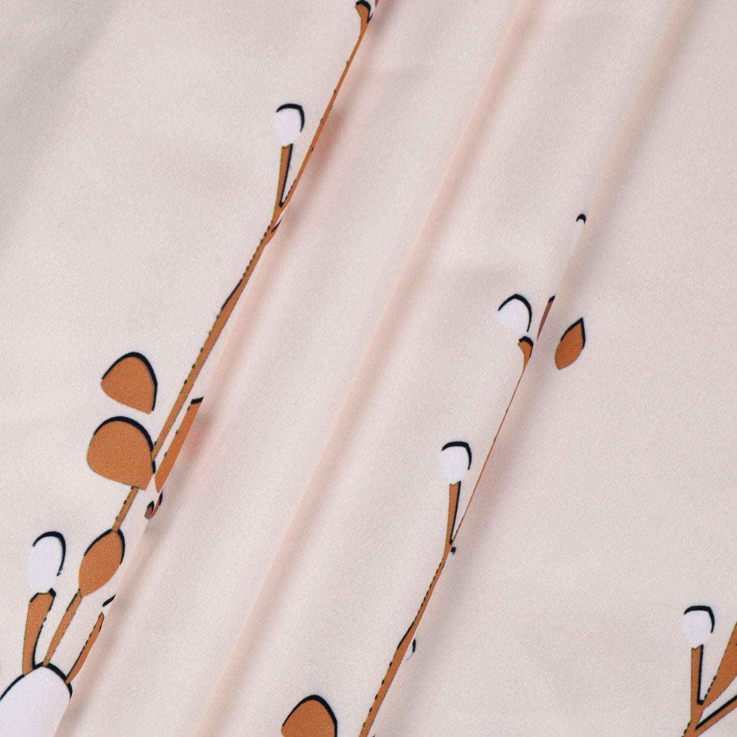 Winnetka Floral Cream Beige Room Darkening Brown Curtains - Kapissh