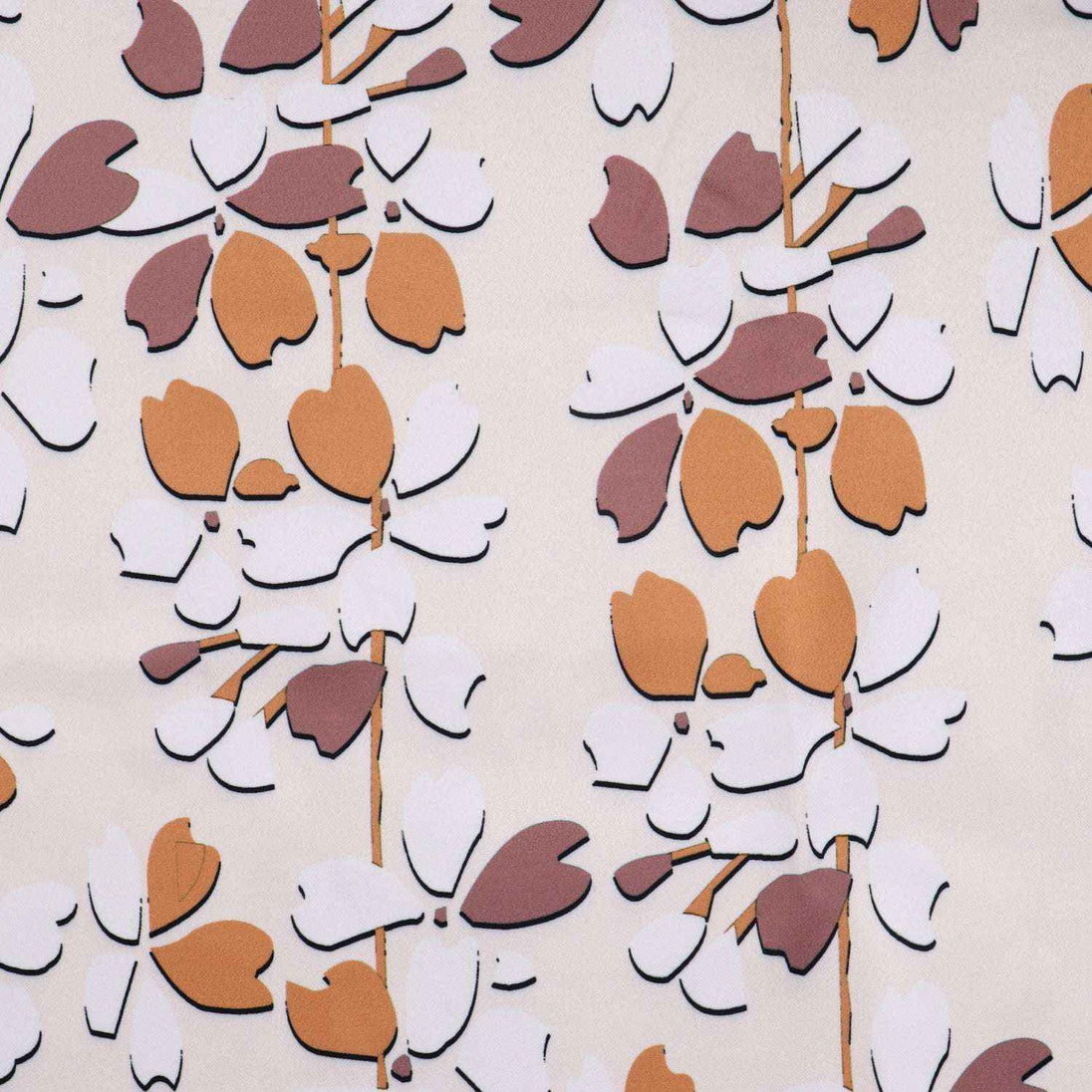 Winnetka Floral Cream Beige Room Darkening Brown Curtains - Kapissh