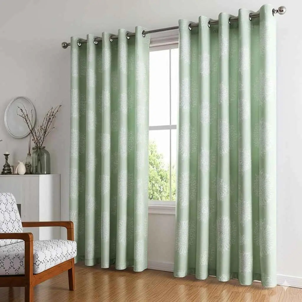 Winnetka Green White Mandala Room Darkening Curtains Pair - Kapissh