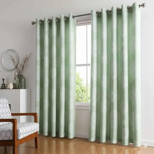 Winnetka Green White Mandala Room Darkening Curtains Pair - Kapissh