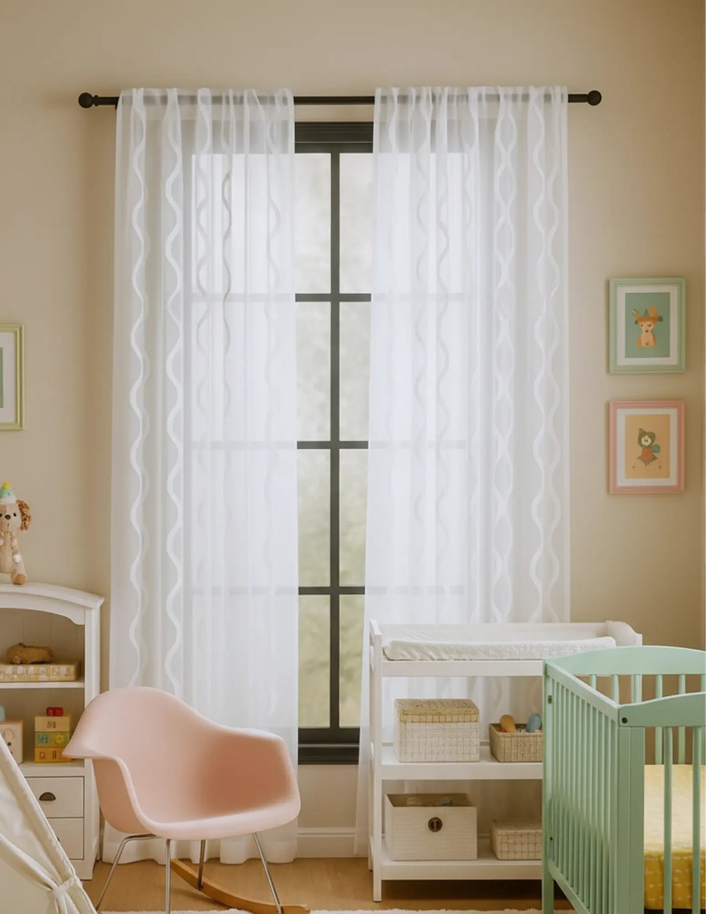 Ocean Embroidered Window Treatment Decorative Sheer Curtains Kapissh
