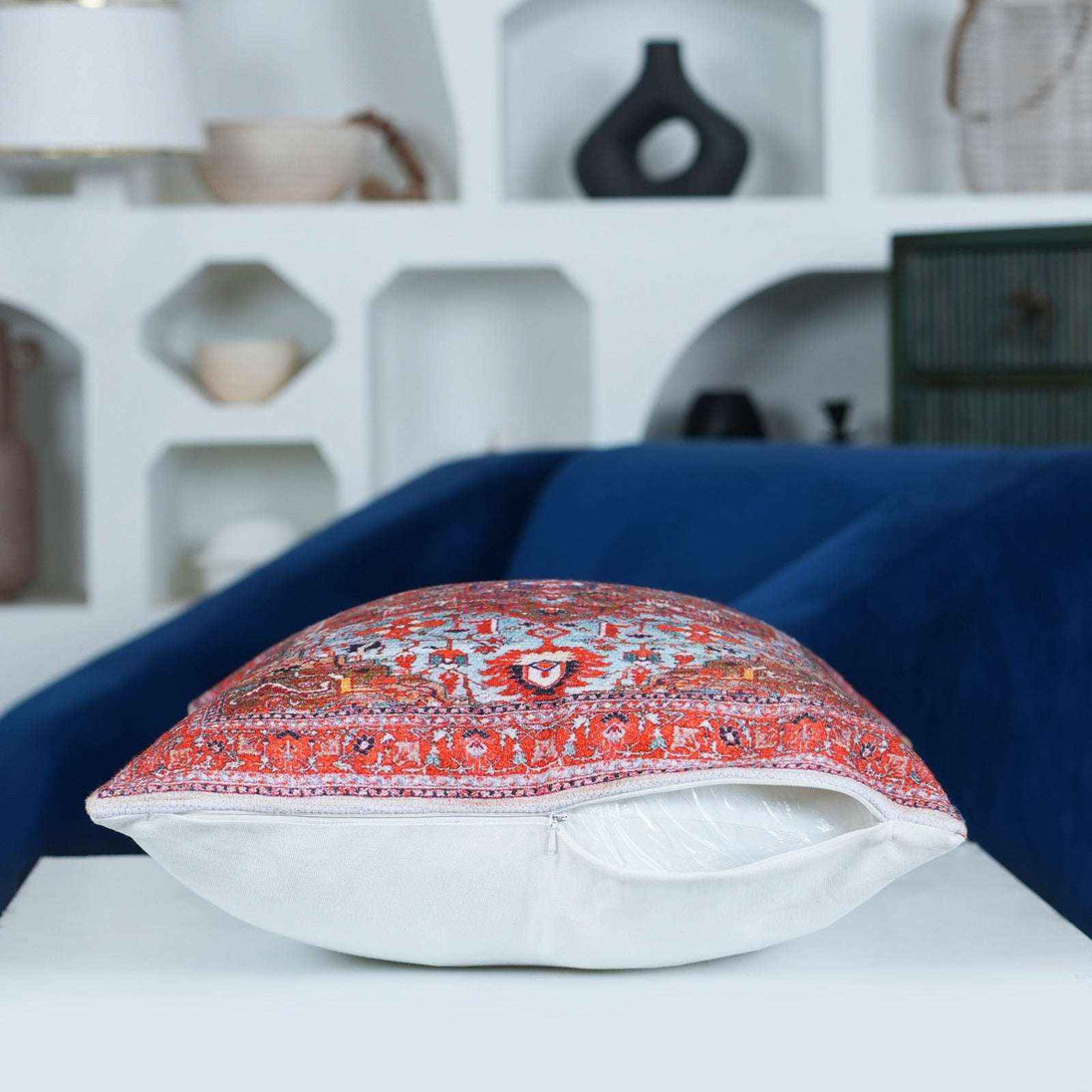 Morocco decorative Cotton Red Throw Pillow Covers 18X18 - Kapissh