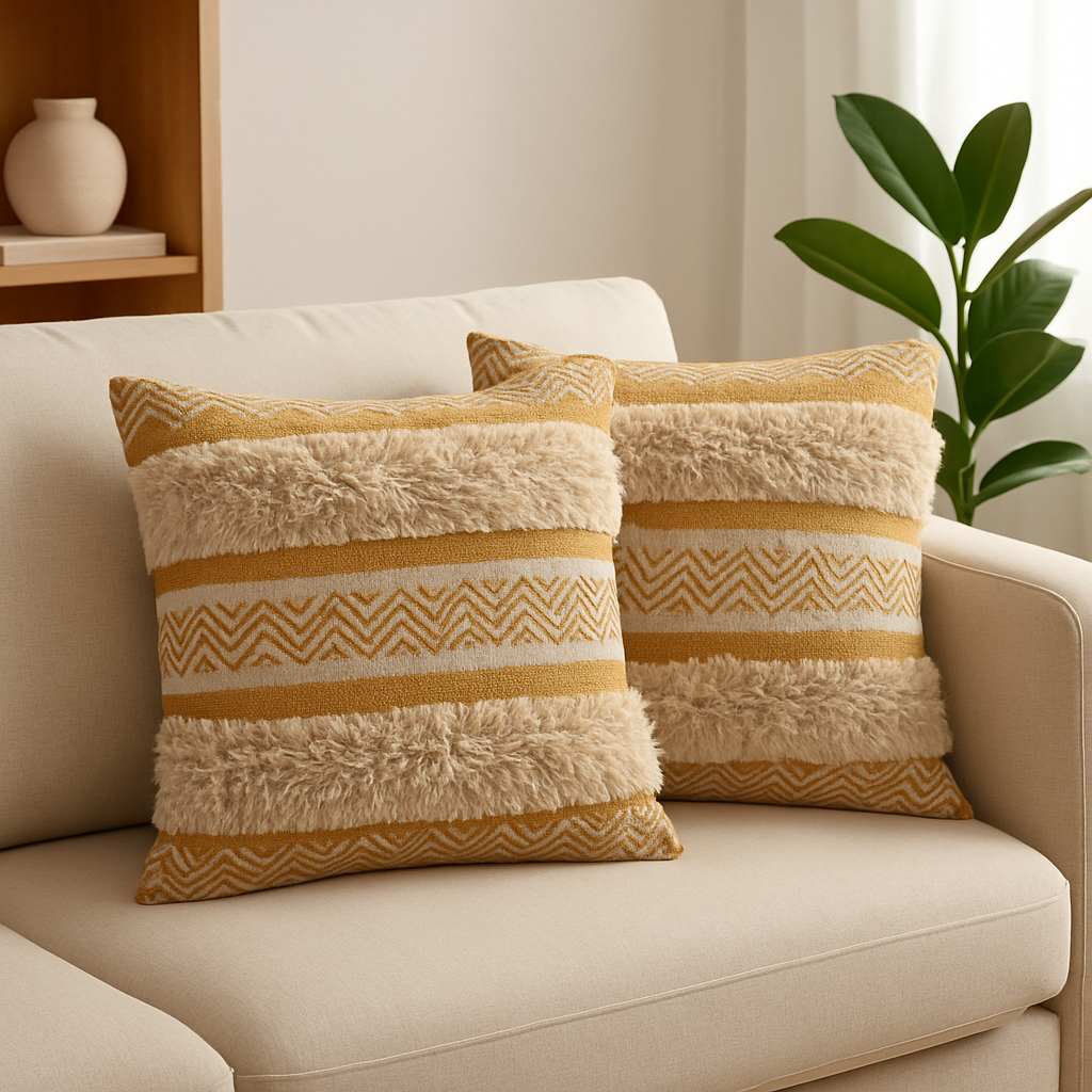 Maya Decorative Cotton Yellow Throw Pillow Covers