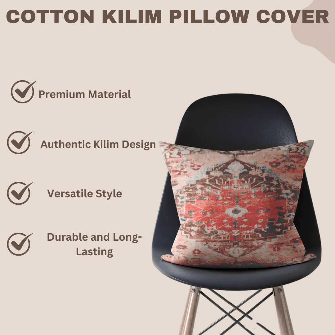 Morocco Cotton Pink Throw Pillow Covers Rug Style Pillow - Kapissh